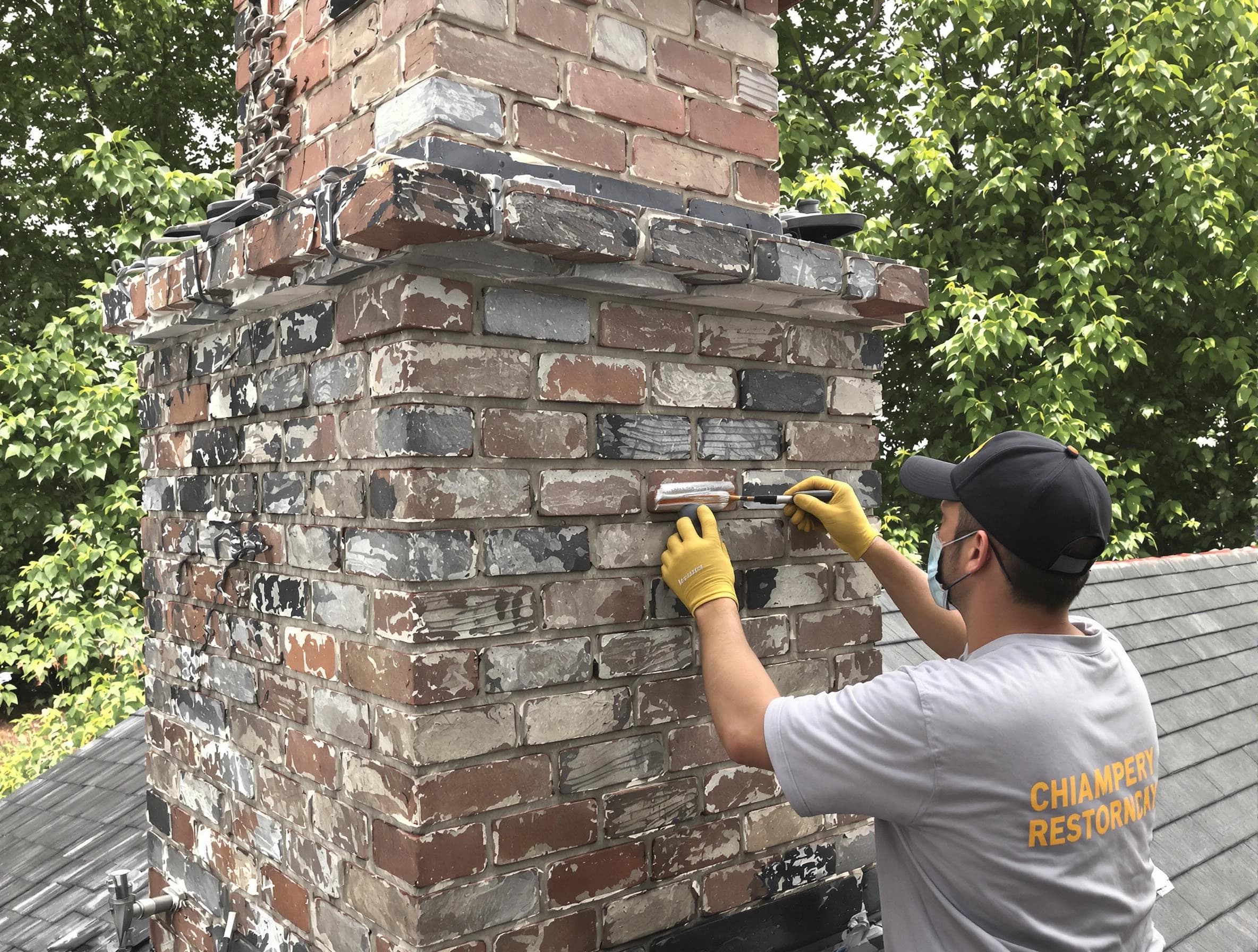 In-progress chimney restoration by Belvedere Park Chimney Sweep in Belvedere Park, GA
