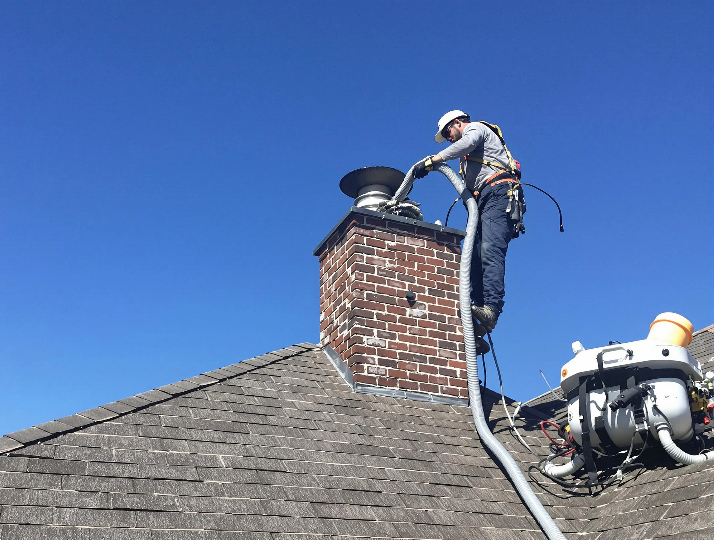 Dedicated Belvedere Park Chimney Sweep team member cleaning a chimney in Belvedere Park, GA