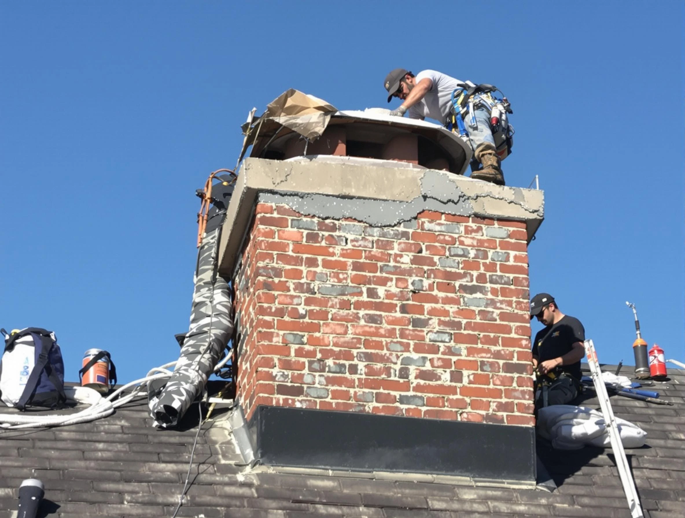 Belvedere Park Chimney Sweep installing a custom chimney crown in Belvedere Park, GA